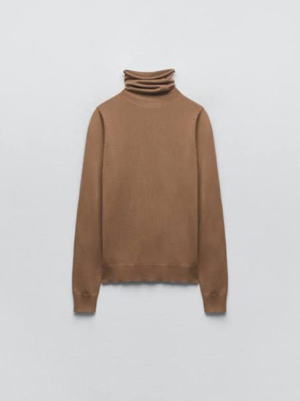 NWT ZARA CAMEL FUNNEL NECK TURTLENECK SWEATER TOP, SIZE: SMALL